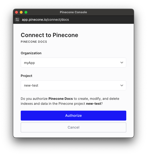 Connect popup